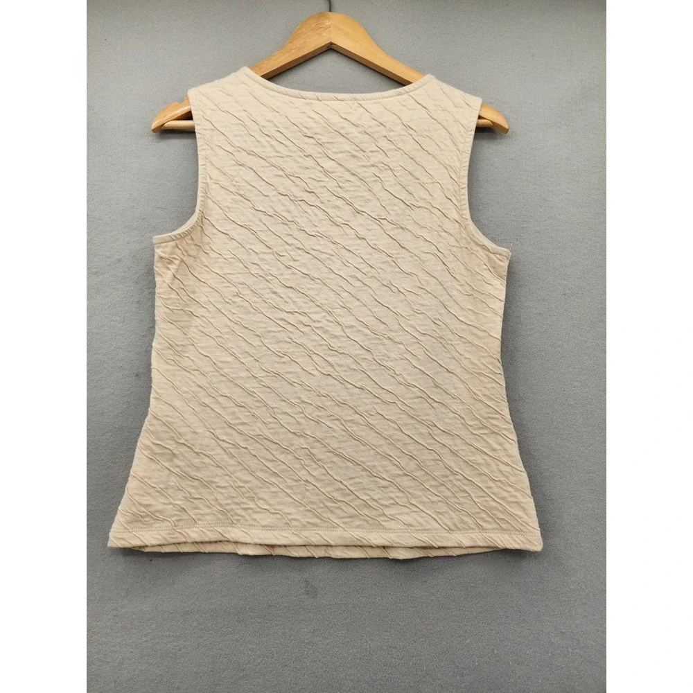 C&C California Tank Top Womens‎ Medium Beige Textured Sleeveless Cotton Stretch
